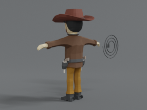 low poly cartoon cowboy Model 3D