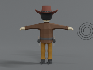 low poly cartoon cowboy Model 3D