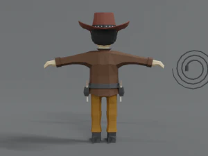 low poly cartoon cowboy 3D Model