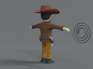 low poly cartoon cowboy Model 3D
