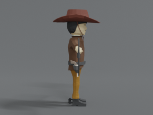 low poly cartoon cowboy Model 3D
