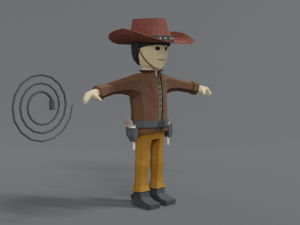 low poly cartoon cowboy Model 3D