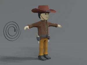 low poly cartoon cowboy 3D Model