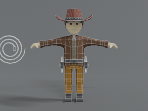 low poly cartoon cowboy Model 3D