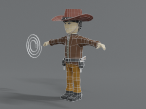 low poly cartoon cowboy Model 3D