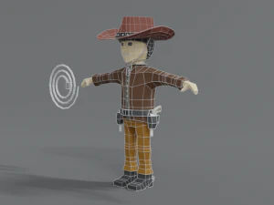 low poly cartoon cowboy 3D Model