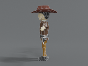 low poly cartoon cowboy Model 3D