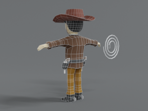 low poly cartoon cowboy Model 3D