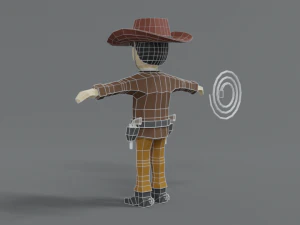 low poly cartoon cowboy 3D Model