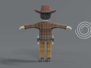 low poly cartoon cowboy Model 3D