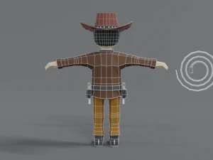 low poly cartoon cowboy 3D Model