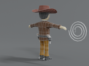 low poly cartoon cowboy Model 3D