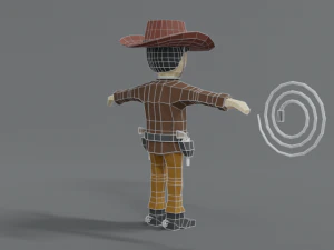 low poly cartoon cowboy 3D Model
