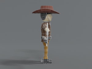 low poly cartoon cowboy Model 3D