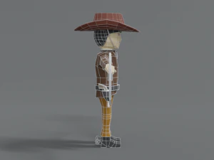 low poly cartoon cowboy 3D Model