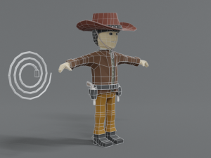 low poly cartoon cowboy Model 3D