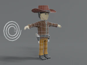 low poly cartoon cowboy 3D Model