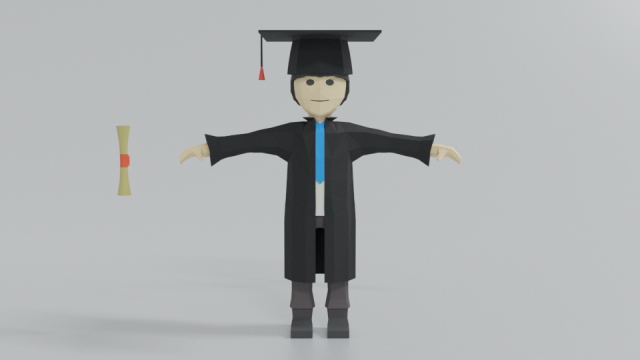 low poly cartoon graduation guy 3D Model .c4d .max .obj .3ds .fbx .stl .blend 