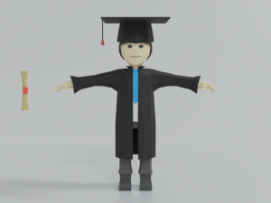 low poly cartoon graduation guy Modelo 3D