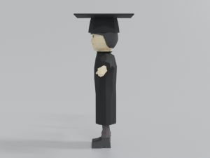 low poly cartoon graduation guy 3D Model