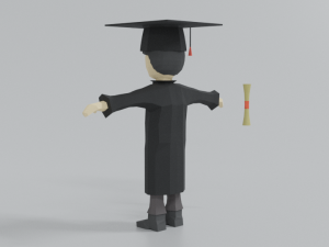 low poly cartoon graduation guy 3D Model