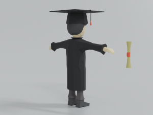low poly cartoon graduation guy 3D Model