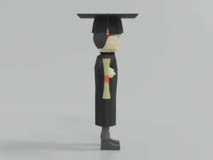 low poly cartoon graduation guy 3D Model