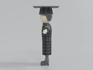 low poly cartoon graduation guy 3D Model