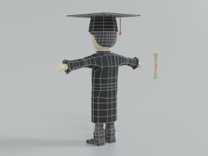 low poly cartoon graduation guy 3D Model