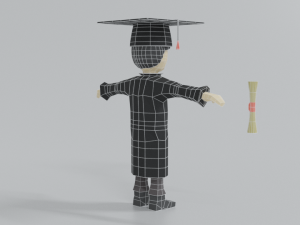low poly cartoon graduation guy 3D Model