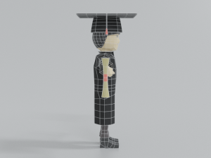 low poly cartoon graduation guy 3D Model