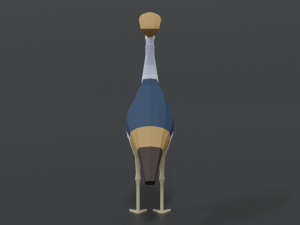 low poly cartoon grey crowned crane 3D Model