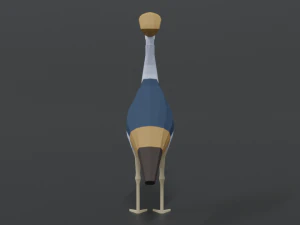 low poly cartoon grey crowned crane 3D Model