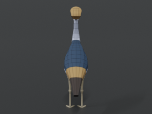low poly cartoon grey crowned crane 3D Model