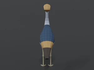 low poly cartoon grey crowned crane 3D Model