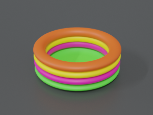 low poly cartoon outdoor rubber swimming pool 3D Model