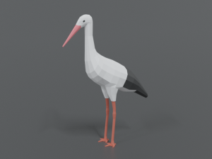 low poly cartoon stork 3Dモデル