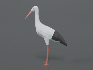 low poly cartoon stork 3Dモデル