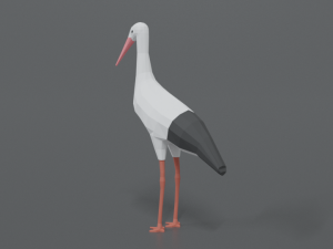 low poly cartoon stork 3Dモデル