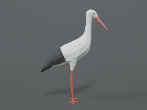 low poly cartoon stork 3Dモデル