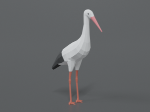 low poly cartoon stork 3Dモデル