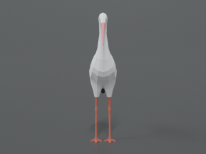 low poly cartoon stork 3Dモデル