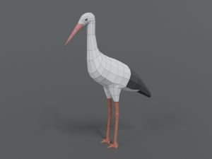 low poly cartoon stork 3Dモデル