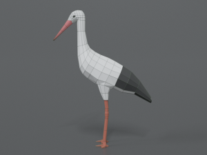 low poly cartoon stork 3Dモデル