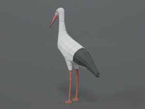 low poly cartoon stork 3Dモデル