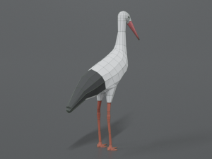 low poly cartoon stork 3Dモデル