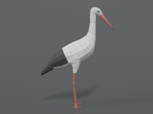 low poly cartoon stork 3Dモデル