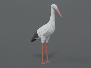 low poly cartoon stork 3Dモデル