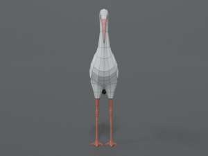 low poly cartoon stork 3Dモデル