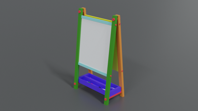 low poly cartoon kids drawing and writing board 3D Model .c4d .max .obj .3ds .fbx .stl .blend 